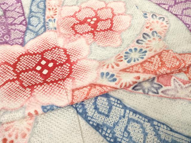 平和屋着物●豪華振袖 総絞り 鬘帯花文 正絹 逸品 AABH4218ck
