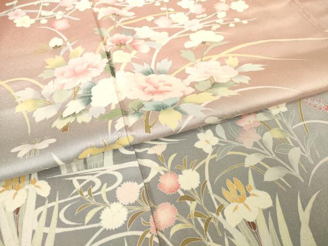 平和屋着物●訪問着 友禅 流水花文 暈し染め 金彩 正絹 逸品 AABH4221ck
