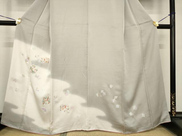 平和屋着物●訪問着 刺繍 箔散らし花丸文 暈し染 正絹 逸品 AABH4233ck