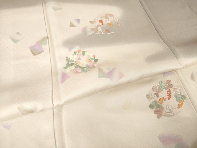 平和屋着物●訪問着 刺繍 箔散らし花丸文 暈し染 正絹 逸品 AABH4233ck