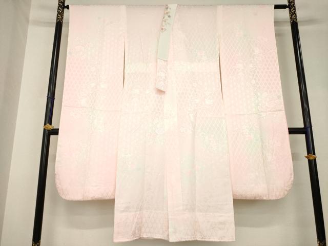 平和屋着物●振袖用長襦袢 無双仕立て 花蝶地紋 暈し染 正絹 逸品 AABH4236ck