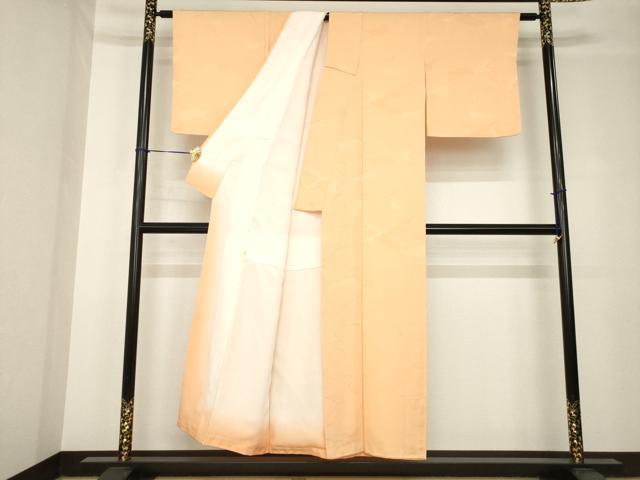 平和屋着物●上質な色無地 雲重ね文 深支子色 正絹 逸品 AABH4238ck