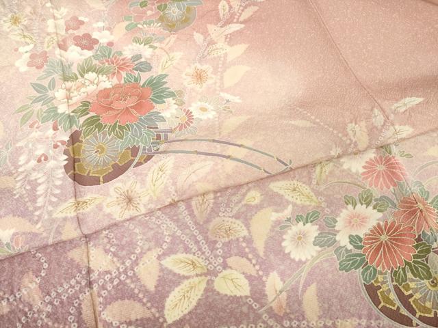 平和屋着物●訪問着 友禅 花車文 暈し染め 金彩 正絹 逸品 未使用 AABH4242ck