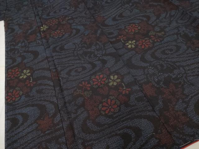 平和屋着物●本場結城紬 重要無形文化財 80亀甲 流水花文 正絹 逸品 未使用 AABH4245ck