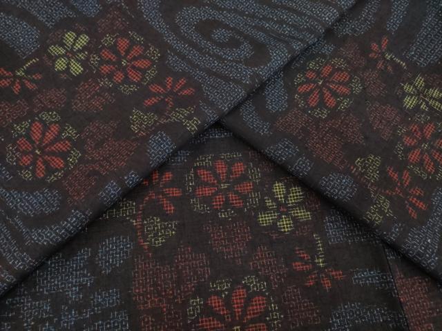 平和屋着物●本場結城紬 重要無形文化財 80亀甲 流水花文 正絹 逸品 未使用 AABH4245ck
