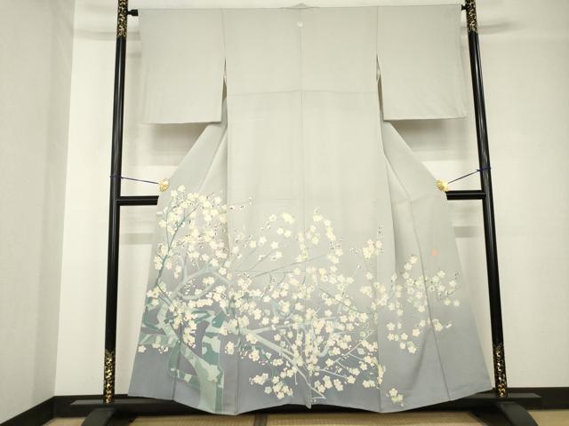 平和屋着物●本加賀友禅作家　瀬野幾久代　色留袖　枝梅文　正絹　逸品　AABH4246ck 平和屋着物○本加賀友禅作家 瀬野幾久代 色留袖 枝梅文