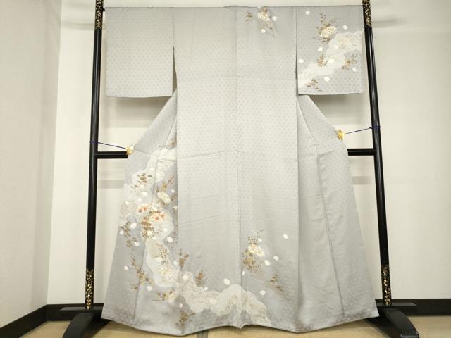 平和屋着物●訪問着 絞り 刺繍 扇面花文 金彩 高島屋扱い 正絹 逸品 AABH4250ck