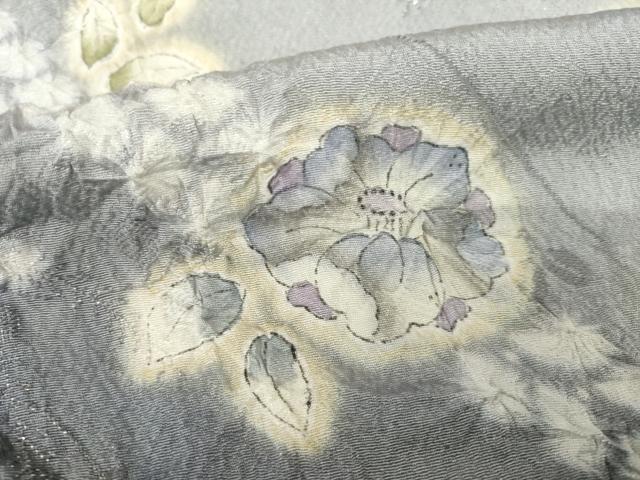 平和屋着物●訪問着 辻が花 絞り 舞花文 暈し染 銀糸 正絹 逸品 AABH4255ck