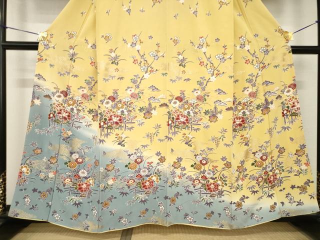 平和屋着物●訪問着 花蝶文 暈し染 金彩 正絹 逸品 AABH4257ck