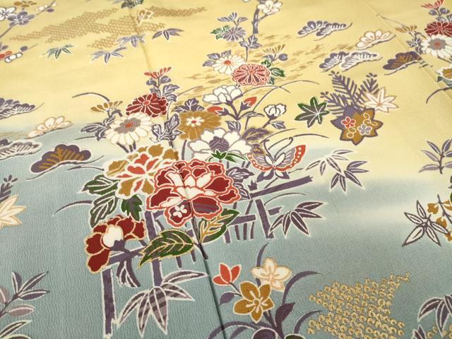 平和屋着物●訪問着 花蝶文 暈し染 金彩 正絹 逸品 AABH4257ck