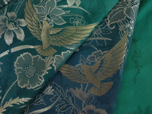 平和屋着物●染色作家 斉藤三才 振袖 花鳥文 寿光織 正絹 逸品 AABH4272ck