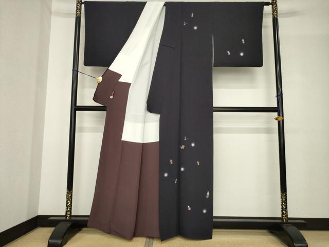 平和屋着物●訪問着 刺繍 レトロ柄 ほたる暈し 金糸 正絹 逸品 AABH4274ck