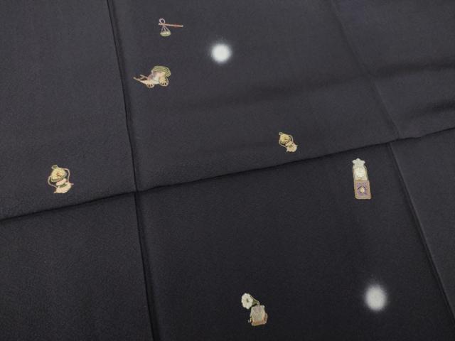 平和屋着物●訪問着 刺繍 レトロ柄 ほたる暈し 金糸 正絹 逸品 AABH4274ck