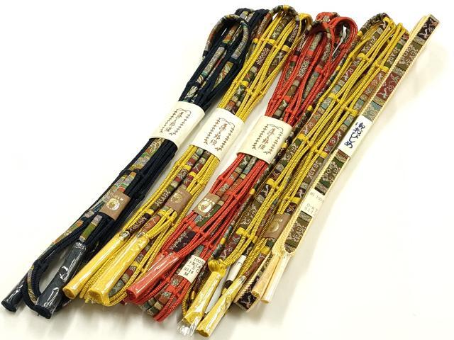 平和屋着物●和装小物 上質な帯締め5本セット 四代 藤三郎紐 龍村裂 金糸 逸品 全て未使用 AABH4328ay