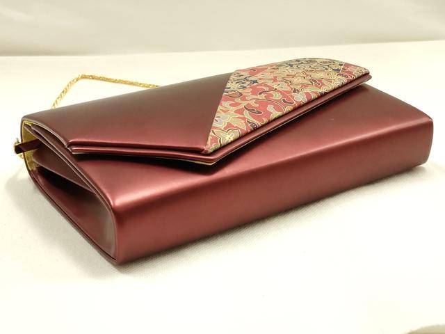 平和屋着物▼和装小物 和装バッグ ハンドバッグ クラッチバッグ 切嵌 花 金彩 マグネット式 逸品 AABH4361ay