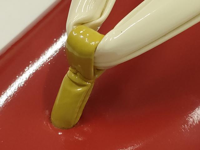 平和屋着物●和装小物 和装草履 伊と忠 赤×白 本革製品 逸品 未使用 AABH4389ay