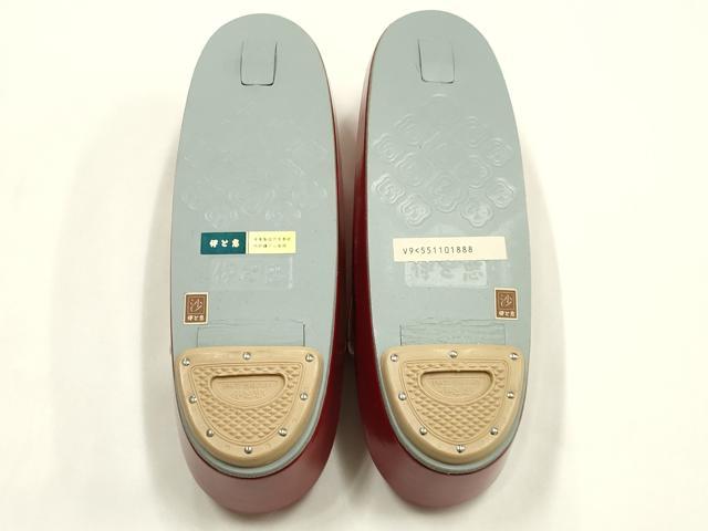 平和屋着物●和装小物 和装草履 伊と忠 赤×金 本革製品 逸品 未使用 AABH4391ay
