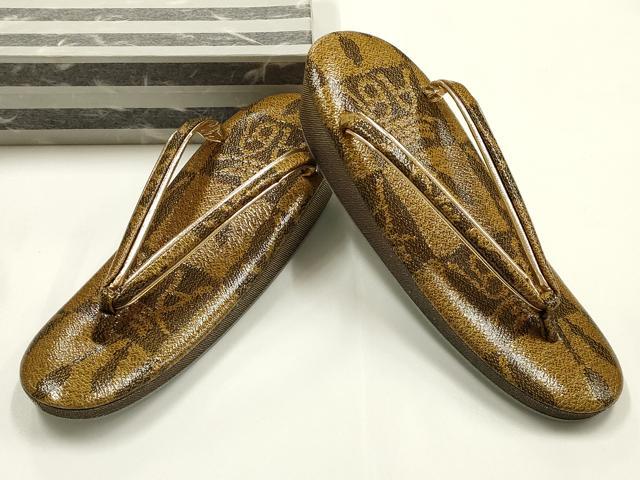 平和屋着物●和装小物　和装草履　茶色系　金糸　逸品　未使用　AABH4395ay 平和屋着物○和装小物 和装草履 茶色系 金糸 逸品 未使用 AABH4395ay