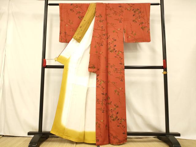 平和屋着物■上質な小紋 枝花文 正絹 逸品 AABH4408fw