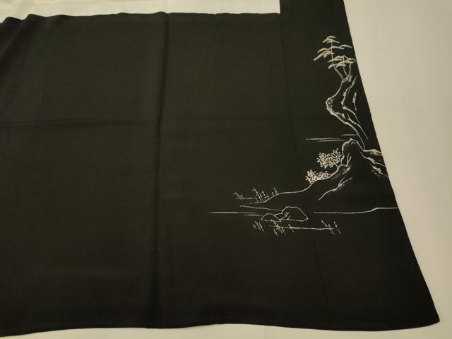 平和屋着物■豪華黒留袖 手描き 風景文 正絹 逸品 AABH4412fw