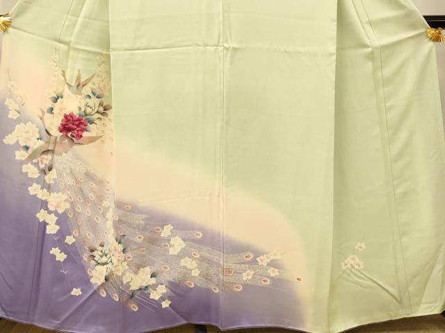 平和屋着物■訪問着 孔雀枝花文 暈し染め 金銀彩 正絹 逸品 AABH4449fw