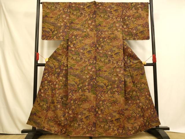 平和屋着物■上質な小紋 花鳥文 正絹 逸品 AABH4460fw