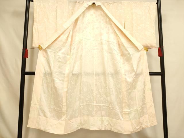 平和屋着物■長襦袢 無双仕立て 扇子枝垂れ花地紋 暈し染め 正絹 逸品 AABH4487fw