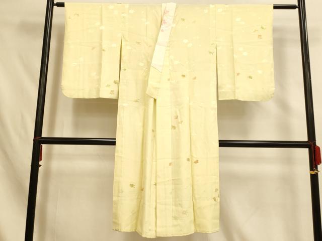 平和屋着物■長襦袢 無双仕立て 地紋起こし 舞花文 半衿刺繍 正絹 逸品 AABH4490fw