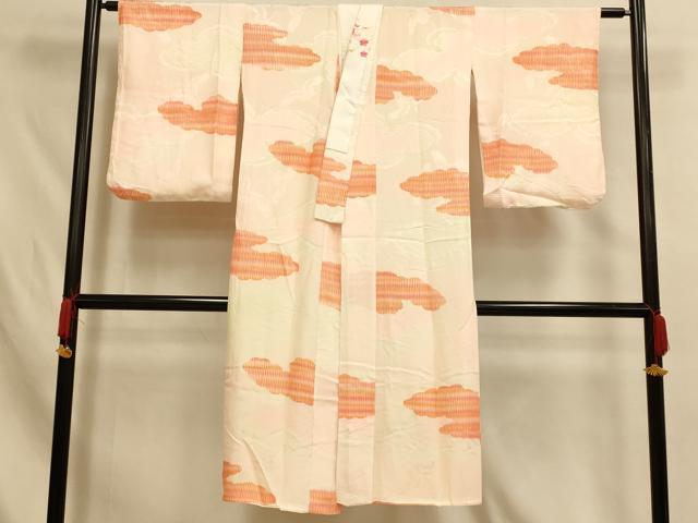 平和屋着物■長襦袢 袷 雲取り飛鶴文 半衿刺繍 正絹 逸品 AABH4522fw