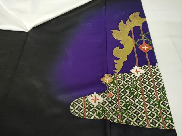 平和屋着物●世界的友禅作家 千地泰弘 黒留袖 馬 金彩 正絹 逸品 AABH4566ck