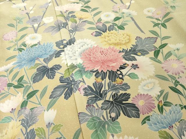 平和屋着物●訪問着 友禅 作家物 草花文 正絹 逸品 AABH4569ck