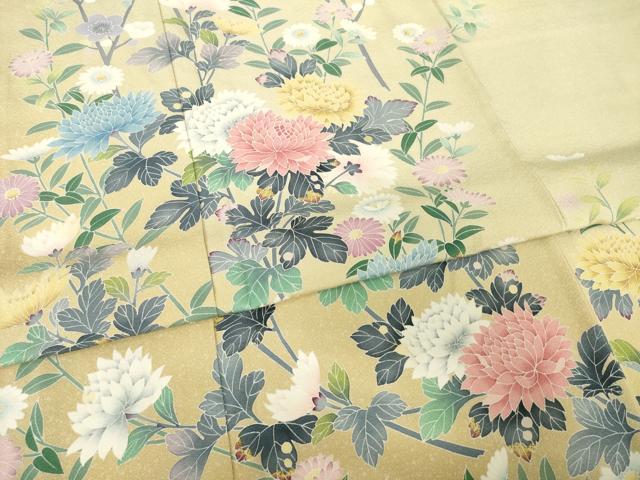 平和屋着物●訪問着 友禅 作家物 草花文 正絹 逸品 AABH4569ck