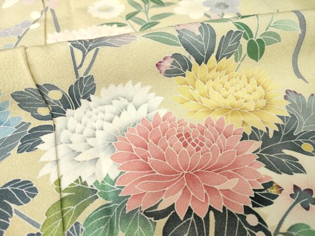 平和屋着物●訪問着 友禅 作家物 草花文 正絹 逸品 AABH4569ck