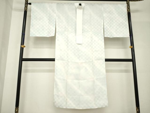 平和屋着物●長襦袢 無双仕立て 斜縞 市松地紋 暈し染め 正絹 逸品 AABH4576ck