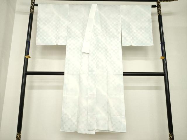 平和屋着物●長襦袢 無双仕立て 斜縞 市松地紋 暈し染め 正絹 逸品 AABH4576ck