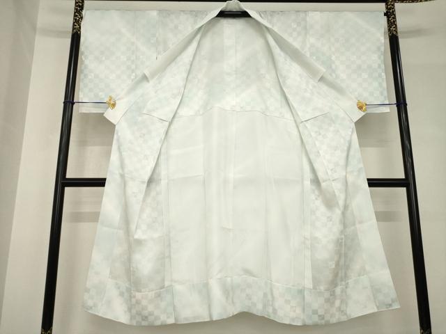 平和屋着物●長襦袢 無双仕立て 斜縞 市松地紋 暈し染め 正絹 逸品 AABH4576ck