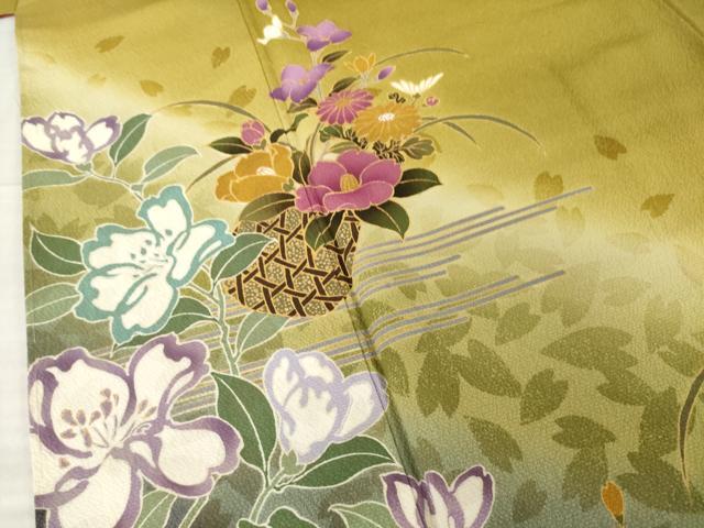 平和屋着物●豪華振袖 花篭文 金彩 ロング丈 正絹 逸品 AABH4581ck