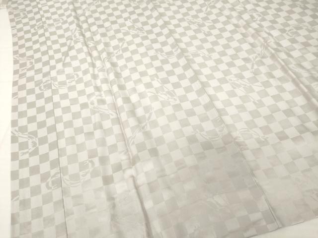 平和屋着物●世界的人形師 辻村寿三郎 ジュサブロー 長襦袢 袷 市松兎地紋 枯野色 広衿仕立て 正絹 逸品 AABH4586ck