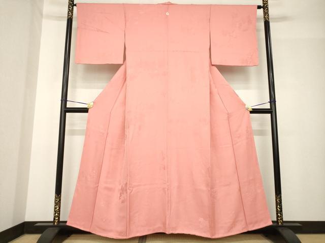 平和屋着物●上質な色無地 蔦草文 甚三紅色 正絹 逸品 AABH4588ck