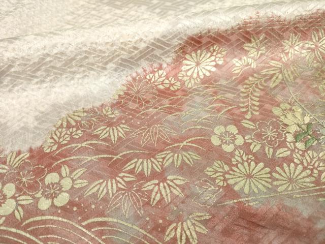 平和屋着物●色留袖 絞り 刺繍 道長草花文 金銀彩 正絹 逸品 AABH4592ck