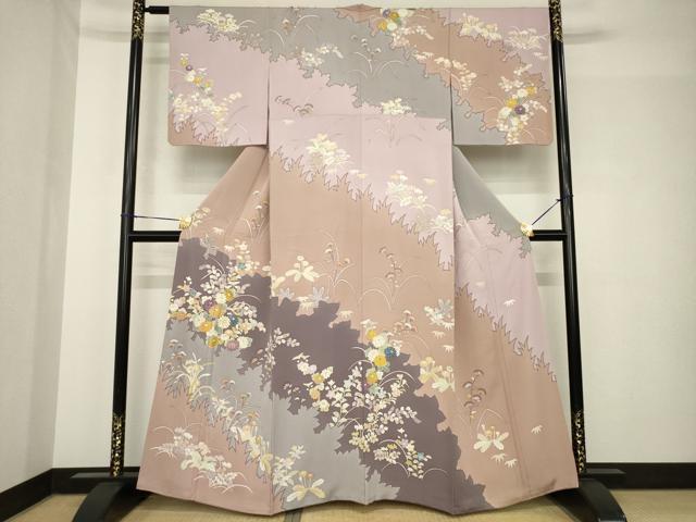 平和屋着物●創業460年・千總 訪問着 刺繍 草花文 金彩 正絹 逸品 AABH4605ck