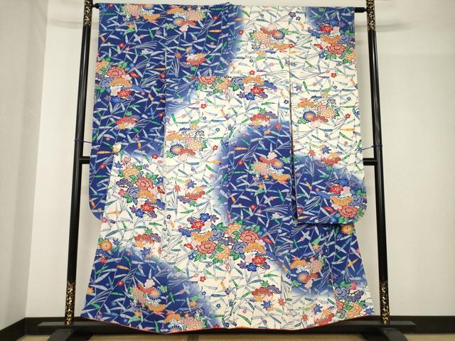 平和屋着物●豪華振袖 型染め 松竹梅花文 正絹 逸品 AABH4617ck