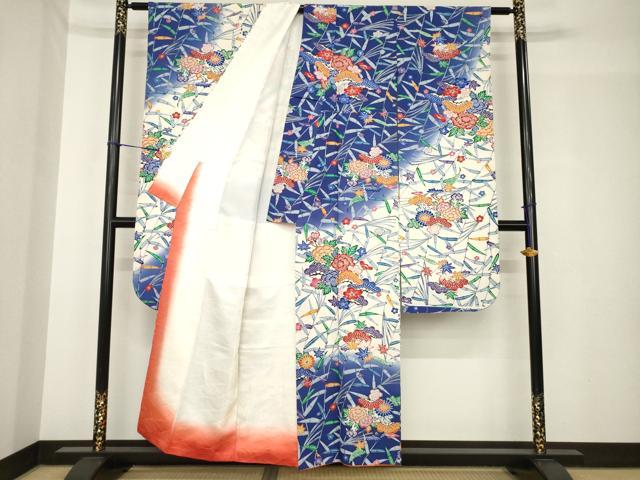 平和屋着物●豪華振袖 型染め 松竹梅花文 正絹 逸品 AABH4617ck