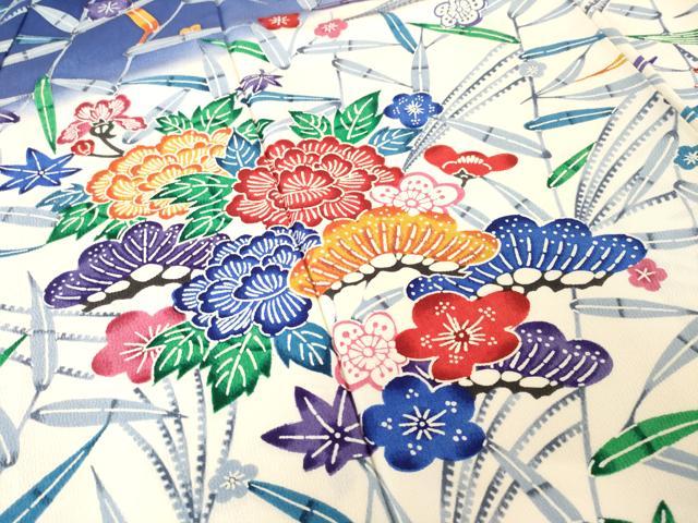 平和屋着物●豪華振袖 型染め 松竹梅花文 正絹 逸品 AABH4617ck