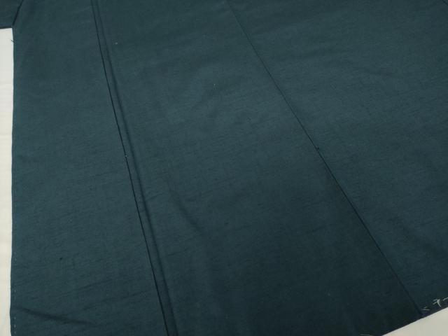 平和屋着物●男性 紬 色無地 高麗納戸色 正絹 逸品 AABH4619ck