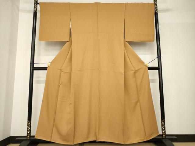 平和屋着物●上質な色無地 枇杷茶色 正絹 逸品 AABH4624ck