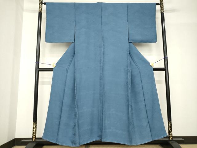 平和屋着物●上質な色無地 風景地紋 鉄御納戸色 正絹 逸品 未使用 AABH4630ck