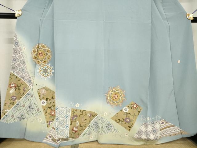 平和屋着物●豪華色留袖 友禅 作家物 舞花文 金彩 正絹 逸品 AABH4631ck