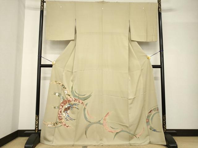 平和屋着物●豪華色留袖 輪取花文 金彩 ロング丈 正絹 逸品 AABH4632ck
