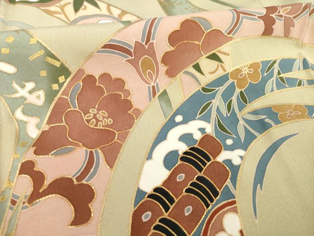 平和屋着物●豪華色留袖 輪取花文 金彩 ロング丈 正絹 逸品 AABH4632ck